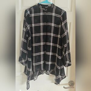 a.n.a Black and White Checkered Button Down Shirt